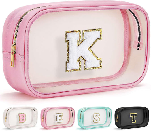 YOOLIFE Birthday Gifts Clear Makeup Bag Cosmetic Bag Pink Preppy Stuff Travel Accessories Makeup Pouch Birthday Gift for 4 5 6 7 8 9 10 11 12 Year Old Girls Graduation Teacher Gift K