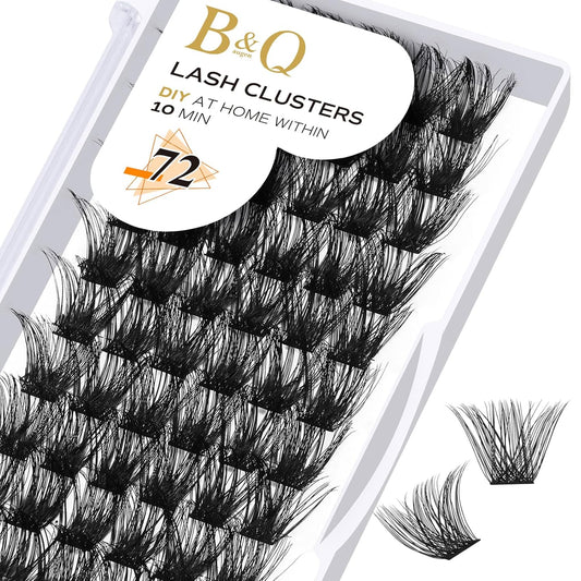 Lash Clusters B02 C Curl 16mm DIY Eyelash Extensions 72 Clusters Lashes C D Curl B&Qaugen Mega Volume Individual Lashes Eyelash Clusters Extensions Individual Lashes Cluster DIY at Home (NM-C-16mm)