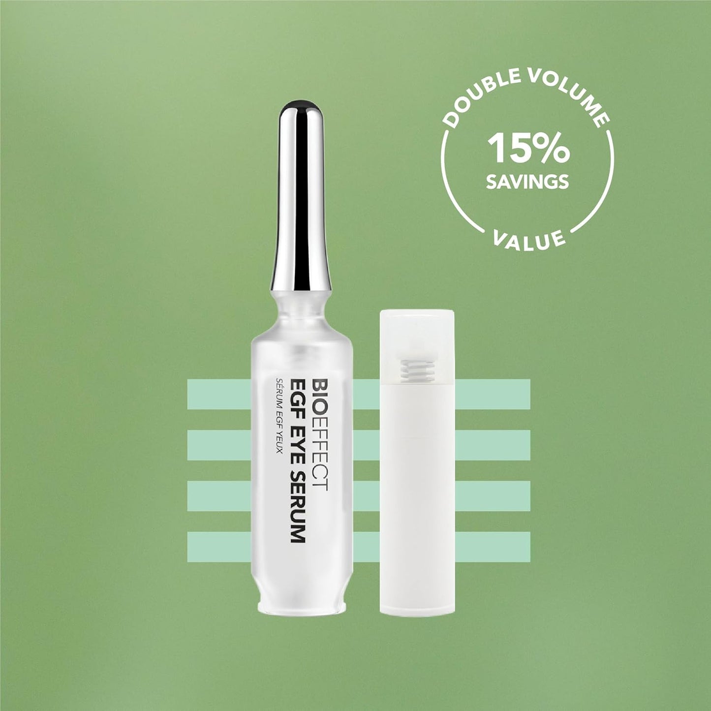 BIOEFFECT EGF Eye Serum Refill Set with Cooling Rollerball (6 ml) and One Refill Cartridge (6ml), Anti-Aging Corrective Gel with Hyaluronic Acid for Puffy Bags, Wrinkles, Fine Lines and Crows Feet