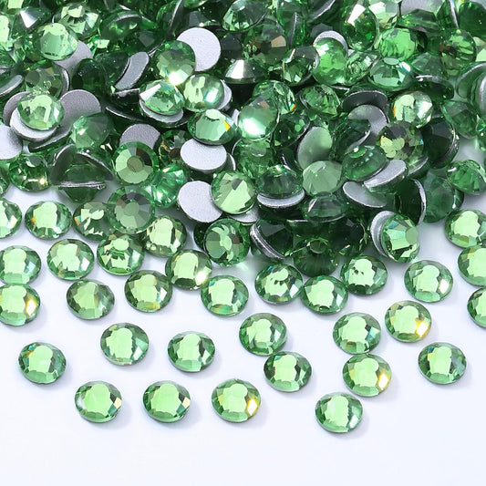 Light Green Flatback Rhinestones, Glass Rhinestones for Nail Art and Craft, Glue Fix, Loose Crystal Gemstones(Lt.Green, SS20, 2880pcs, 4.6-4.8mm)