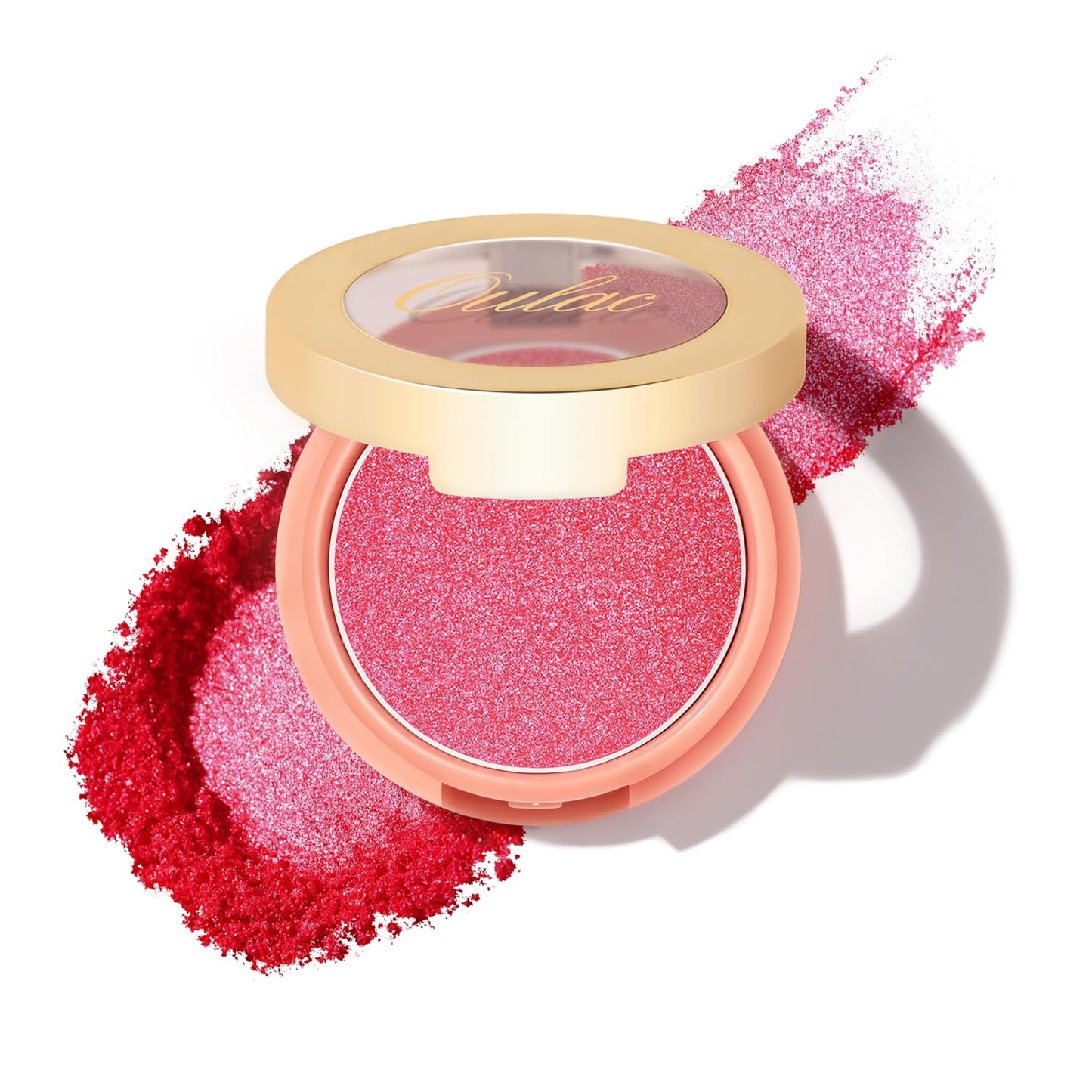 Oulac Pink Luminisers Powdery Blusher for Cheeks Face Glow,Brighten Skin As Highlighter Makeup, Shimmer Blusher,Buildable and Vegan Cosmetics,4.8g F11 Heat On