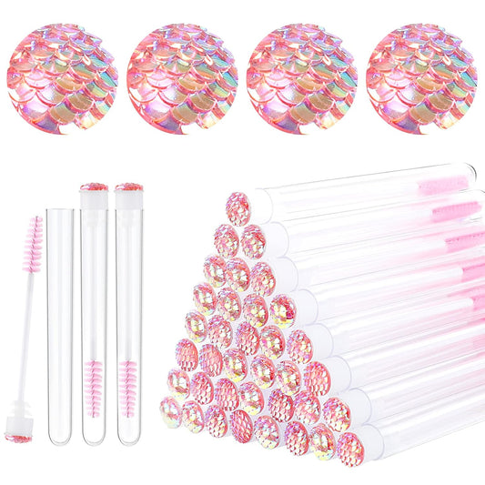 20 Pieces Disposable Mascara Brushes Eyelash Brush Lash Wand Diamond Mascara Wands with Tube Makeup Tool Lash Spoolies Sanitary Brushes Lash Extension Supplies (tube scale l pink 20)
