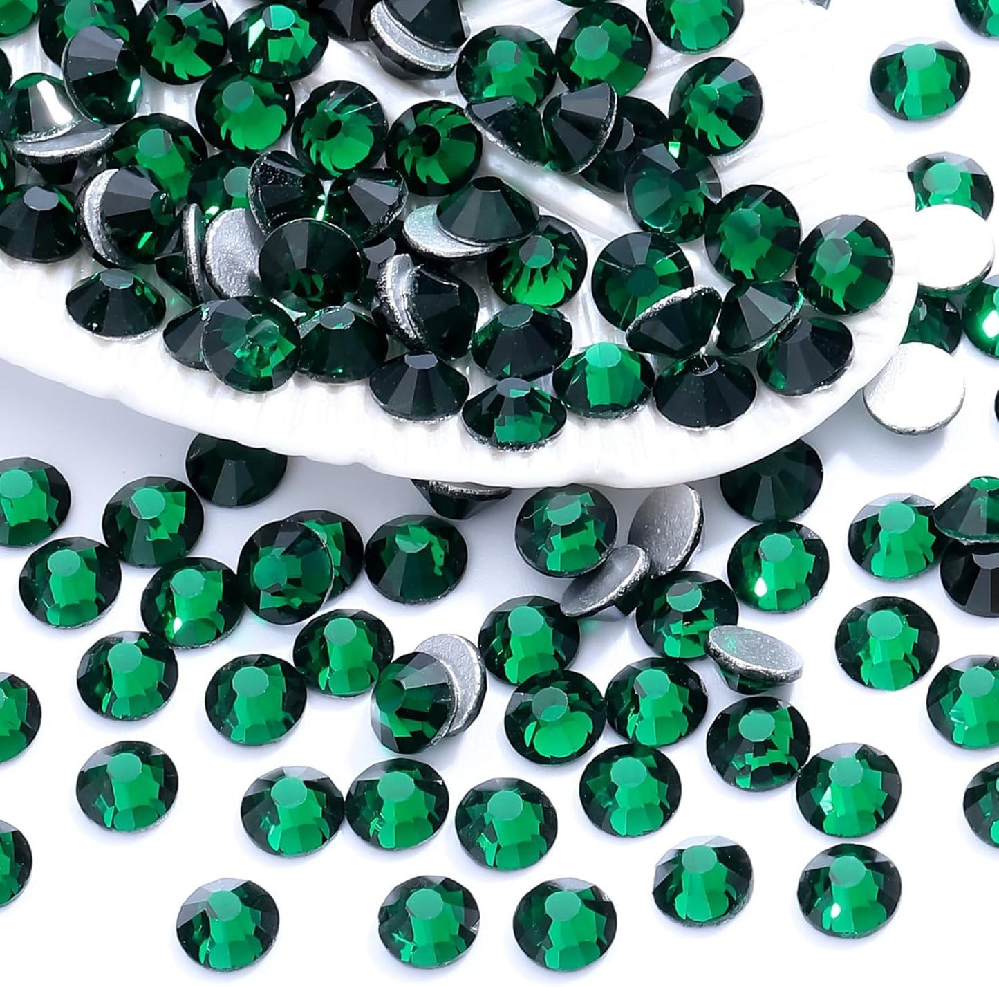 Malachite Green Flatback Rhinestones, Glass Rhinestones for Nail Art and Craft, Glue Fix, Loose Crystal Gemstones(Green, SS16, 1440pcs, 3.8-4.0mm)