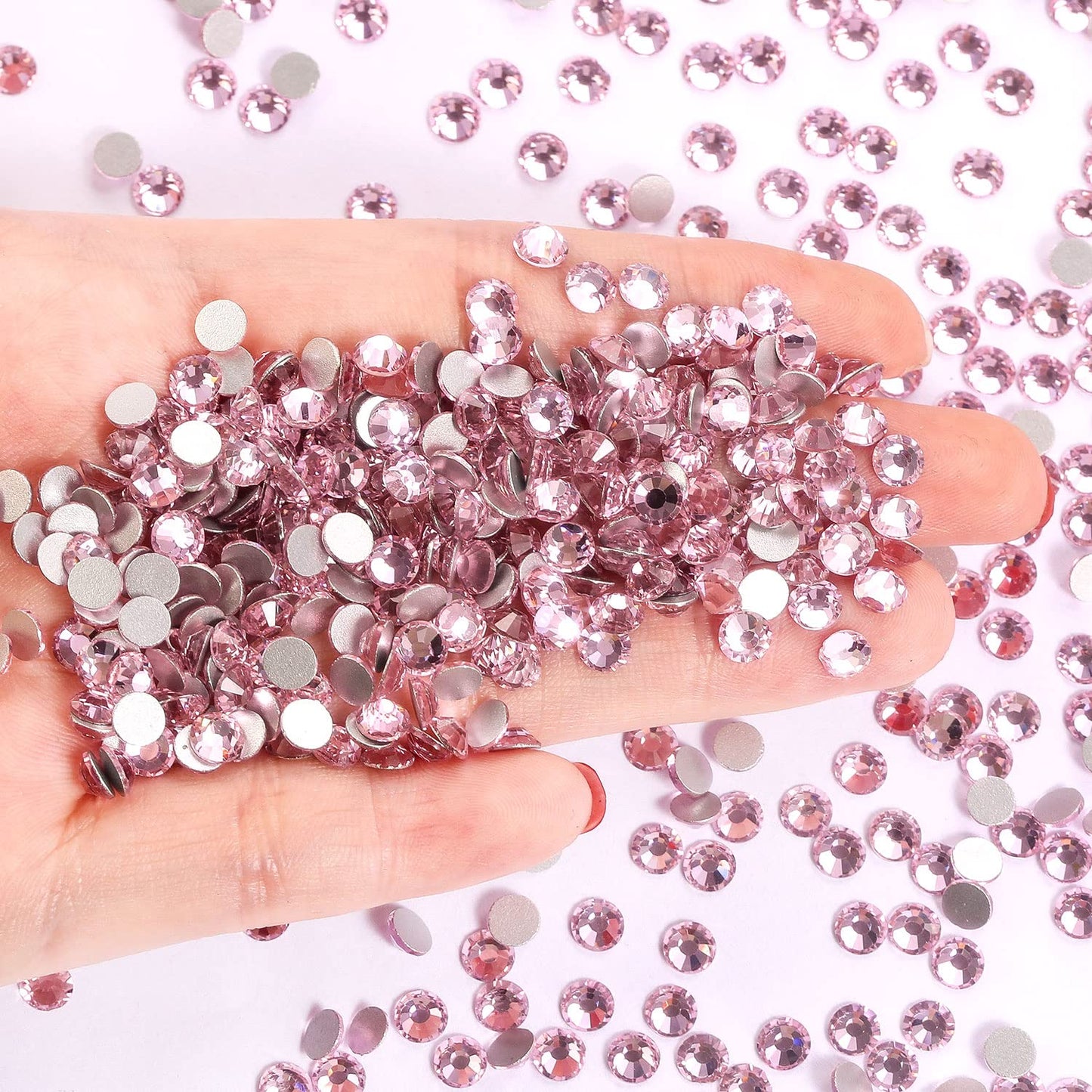 288Pcs Light Pink Crystal Rhinestones,Glass Flatback Rhinestones Gemstones for Nail Face Makeup Art Crafts Clothes Decoration -(SS30,6.5mm,Light Pink)