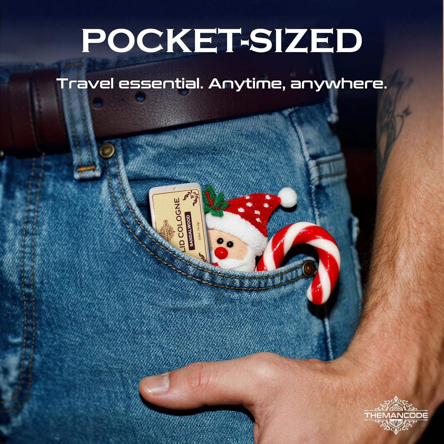 Solid Cologne for Men, Stocking Stuffers, Gifts for Men, Sandalwood, Vetiver, Cedarwood, Sage Scents, 4 Pack