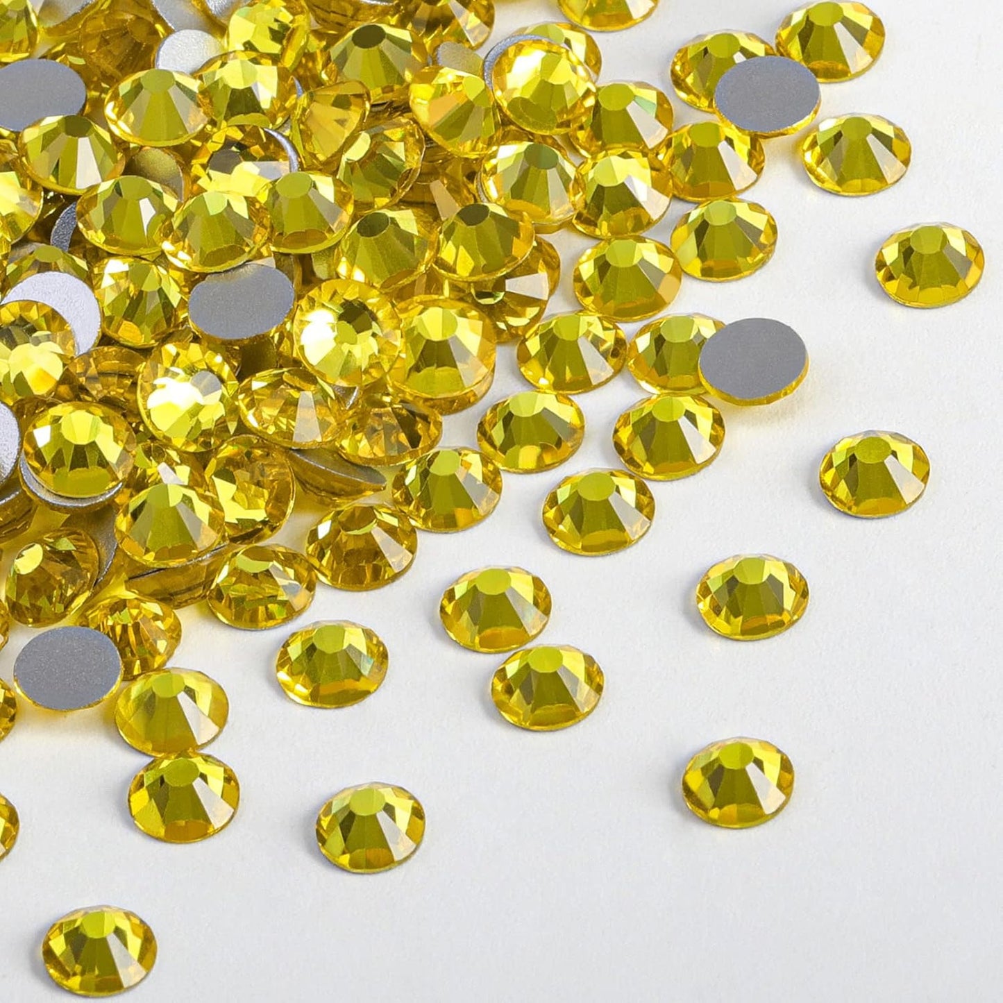 beadsland Flat Back Crystal Rhinestones Round Gems, Lemon Yellow (2.3-2.5mm) SS8/1440pcs