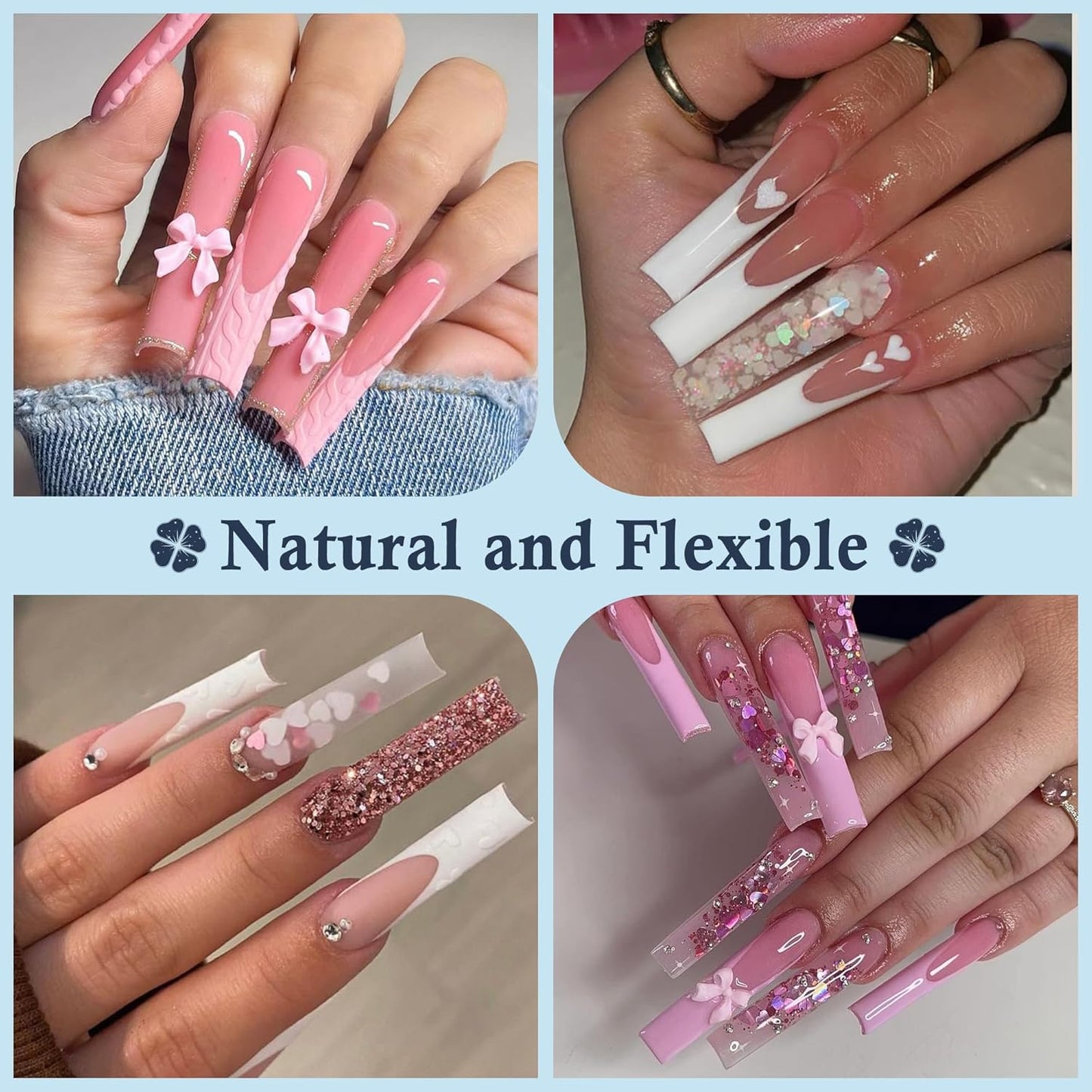 XXL Nail Tips Square 504 Pcs 12 Sizes - No C Curve Flat Square Nail Tips Clear 2XL Full Cover Tapered Gel Acrylic Fake Nails Gelly Tips for Nail Extension Nail Art