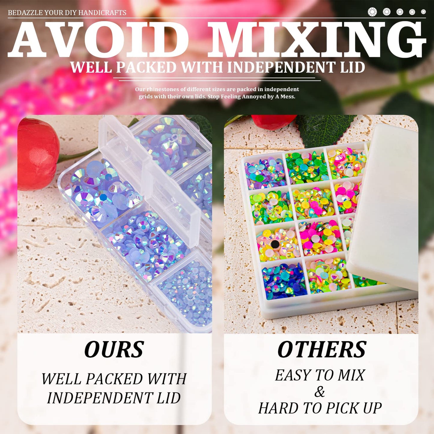 Resin Rhinestones Crafting, 2/3/4/5/6mm Flatback Jelly Rhinestones, 1 Box Sky Blue AB Non Hotfix Crystal Gems for Bedazzling Crafts Mugs Tumblers Clothes Makeup Nail