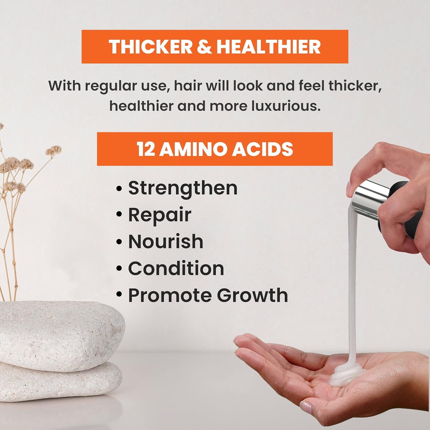 Conditioner with Biotin, ProVitamin B5 and Amino Acids for Repair Treatment and Deep Moisturizing for All Hair Types - Detangle, Protect and Support New Hair Growth - 8.5 Ounces