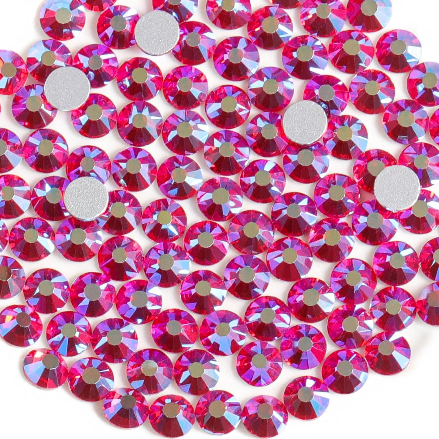 Beadsland 1440 Pieces Flat Back Crystal Rhinestones Round Gems,Light Siam AB,SS3,1.2-1.4mm