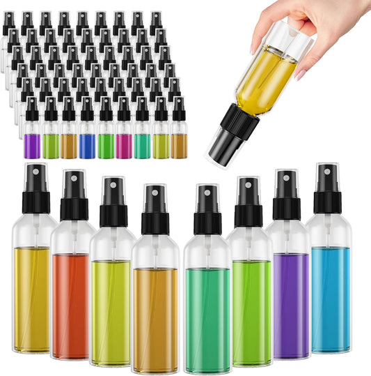 EVANCENT 50Pack 4oz Spray Bottles Plastic, 120ml Small Spray Bottle Bulk Black Fine Mist Sprayer, Portable Empty Refillable Containers Cosmetic Bottles for Plants, Cleaning, Misting & Skin Care