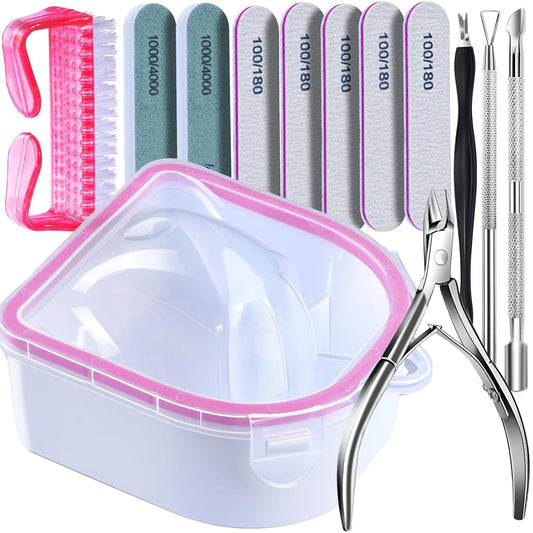 FANDAMEI Gel Nail Polish Remover Kit, Soaking Bowl for Acrylic Nails, Dip Powder Remover Tools, Manicure Bowls, Cuticle Kit