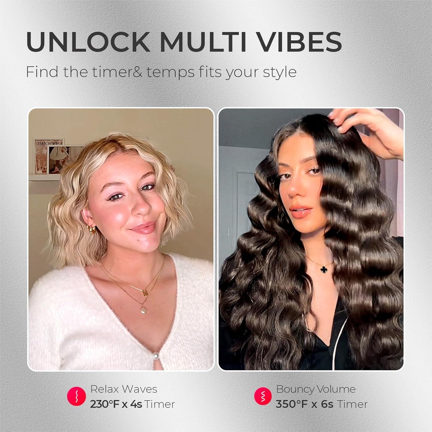 Curling Iron Hair Crimper Waver - TYMO ROVY Beach Waves Curling Wand, Ionic Deep Waver Hair Curler Tool with Ceramic 3 Barrel for Women, Dual Voltage, Anti-Scald, Easy to Use, Grey, 1.25 Inch