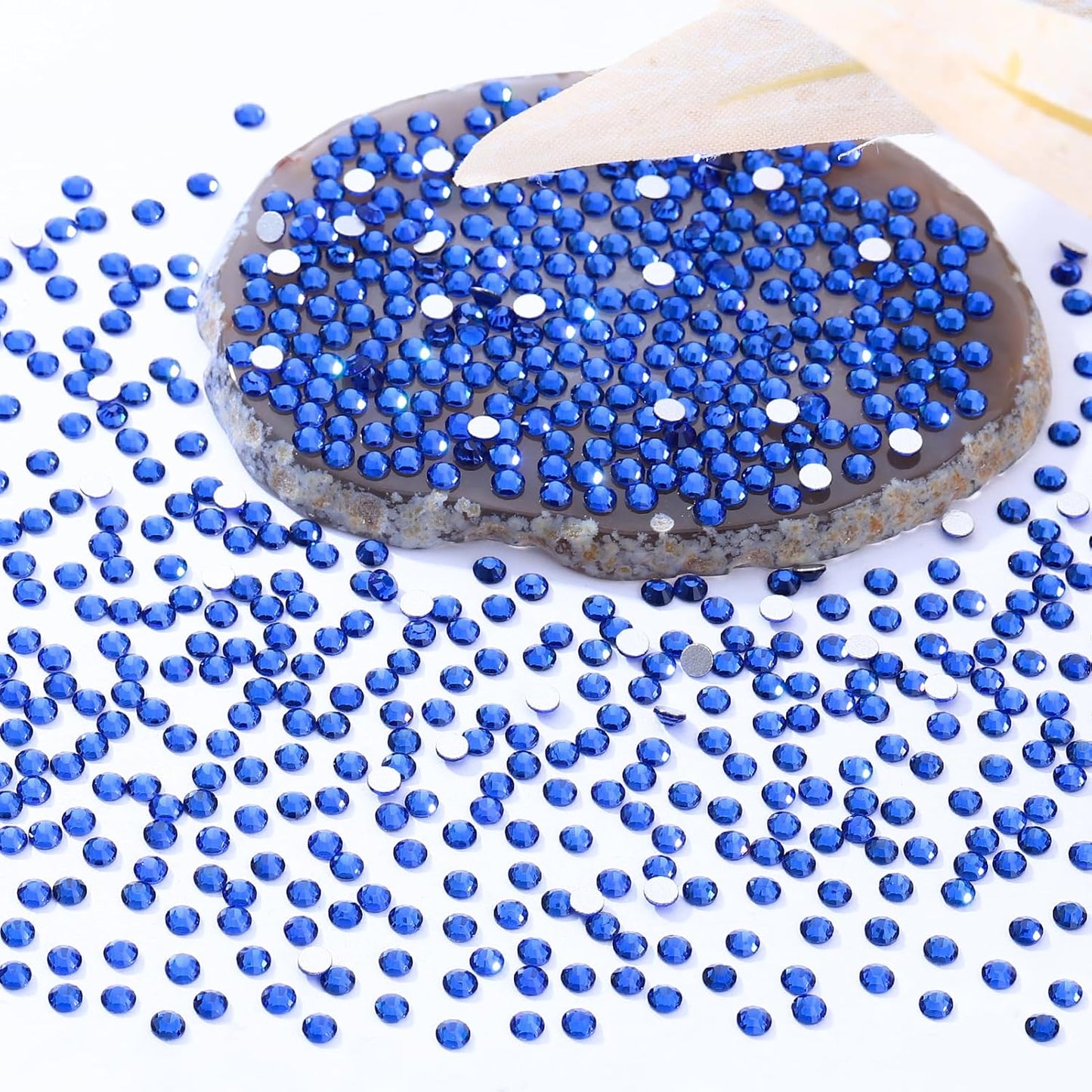 Sapphire Flatback Rhinestones, Glass Rhinestones for Nail Art and Craft, Glue Fix, Loose Crystal Gemstones(Blue, SS10, 2880pcs, 2.7-2.8mm)