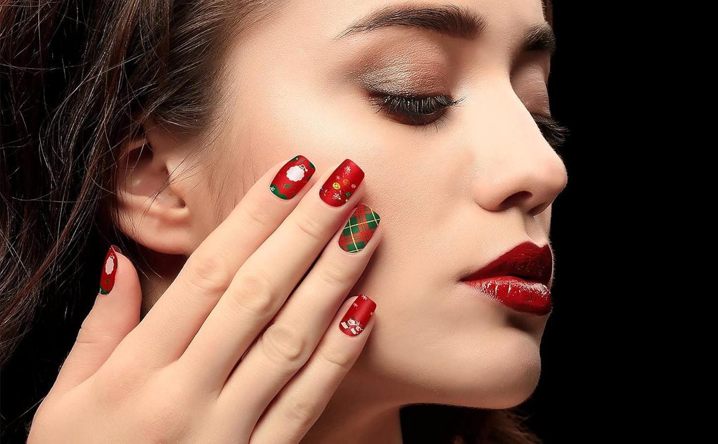 TailaiMei 14 Sheets Christmas Nail Wraps Stickers Nail Polish Strips Self-Adhesive Full Wraps with 2 pcs Nail Files for DIY Nail Art Decals (Celebrate Style)
