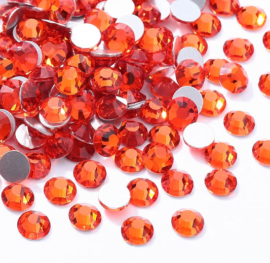 Hyacinth Flatback Rhinestones, Glass Rhinestones for Nail Art and Craft, Glue Fix, Loose Crystal Gemstones(Orange, SS20, 1440pcs, 4.6-4.8mm)