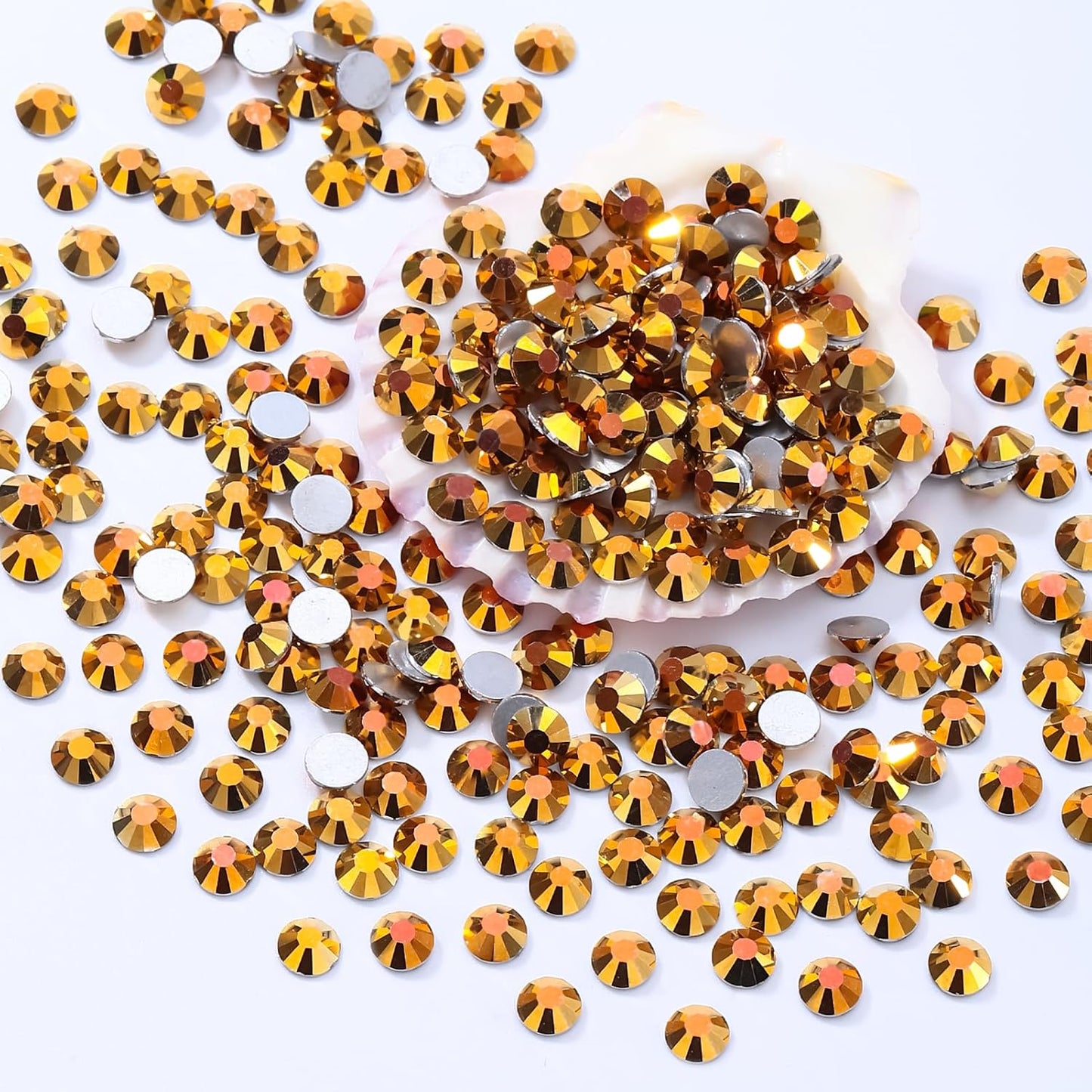 Gold Flatback Rhinestones, Glass Rhinestones for Nail Art and Craft, Glue Fix, Loose Crystal Gemstones(Gold, SS20, 1440pcs, 4.6-4.8mm)