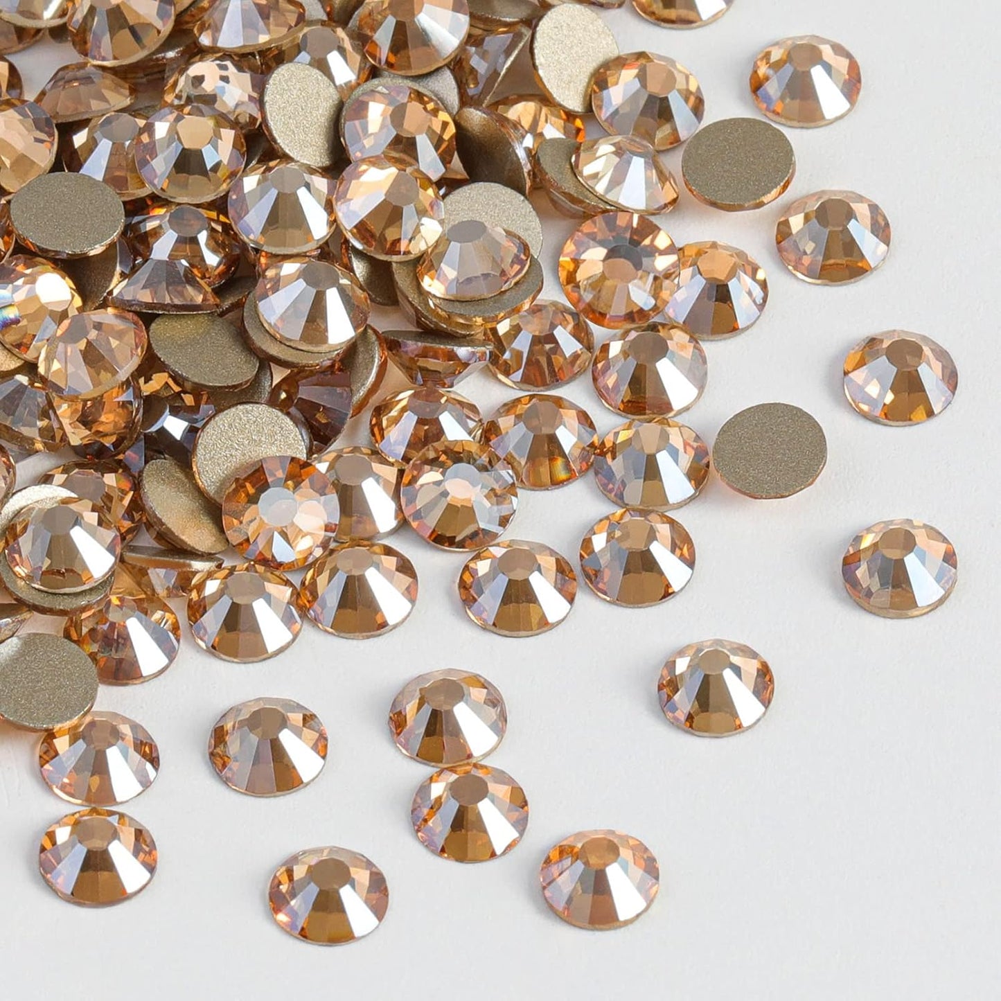 Beadsland 1440 Pieces Flat Back Crystal Rhinestones Round Gems,Golden Shadow,SS12,3.0-3.2mm