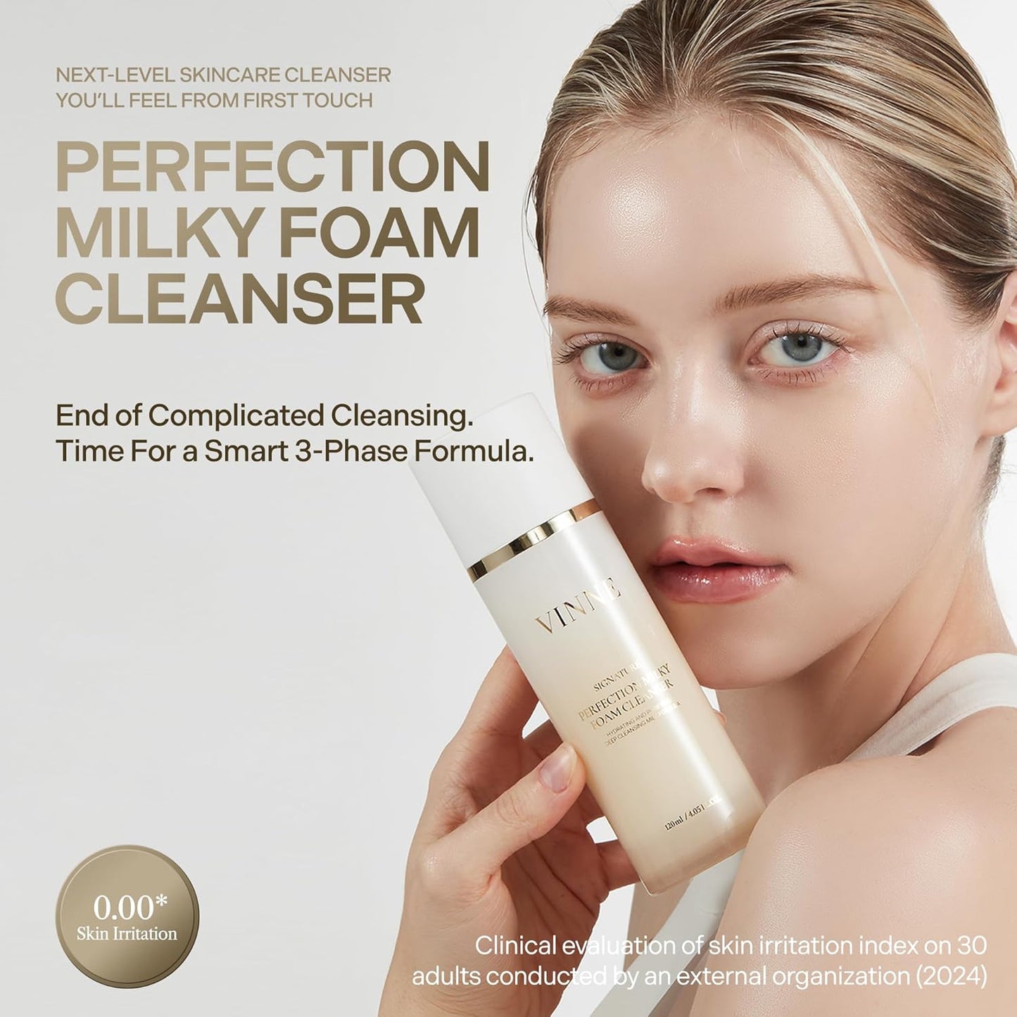 VINNE Signature Milky Foam Cleanser – 3-Step Milk-Oil-Foam Korean Facial Cleanser w/LHA+PHA & 17 Active Ingredients – Oil & Water-Based Dual-Action Face Wash (4.05 fl. oz)