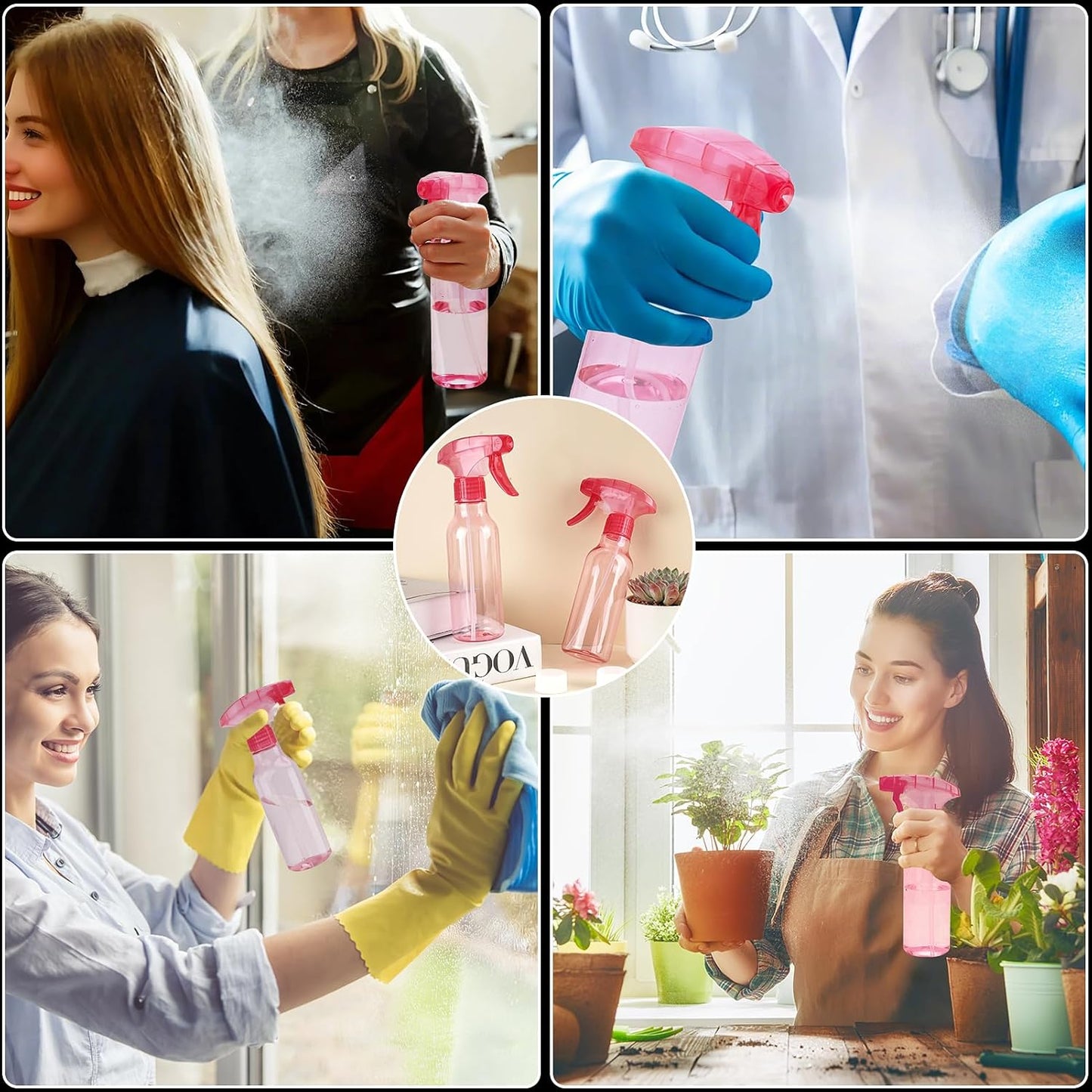 Cosywell Plastic Spray Bottles 8.8oz/260ml 2 Pack Empty Spray Bottle for Cleaning Mist/Stream Refillable Container Water Spraying Bottle for Cooking Hair Care Essential Oils(Pink)