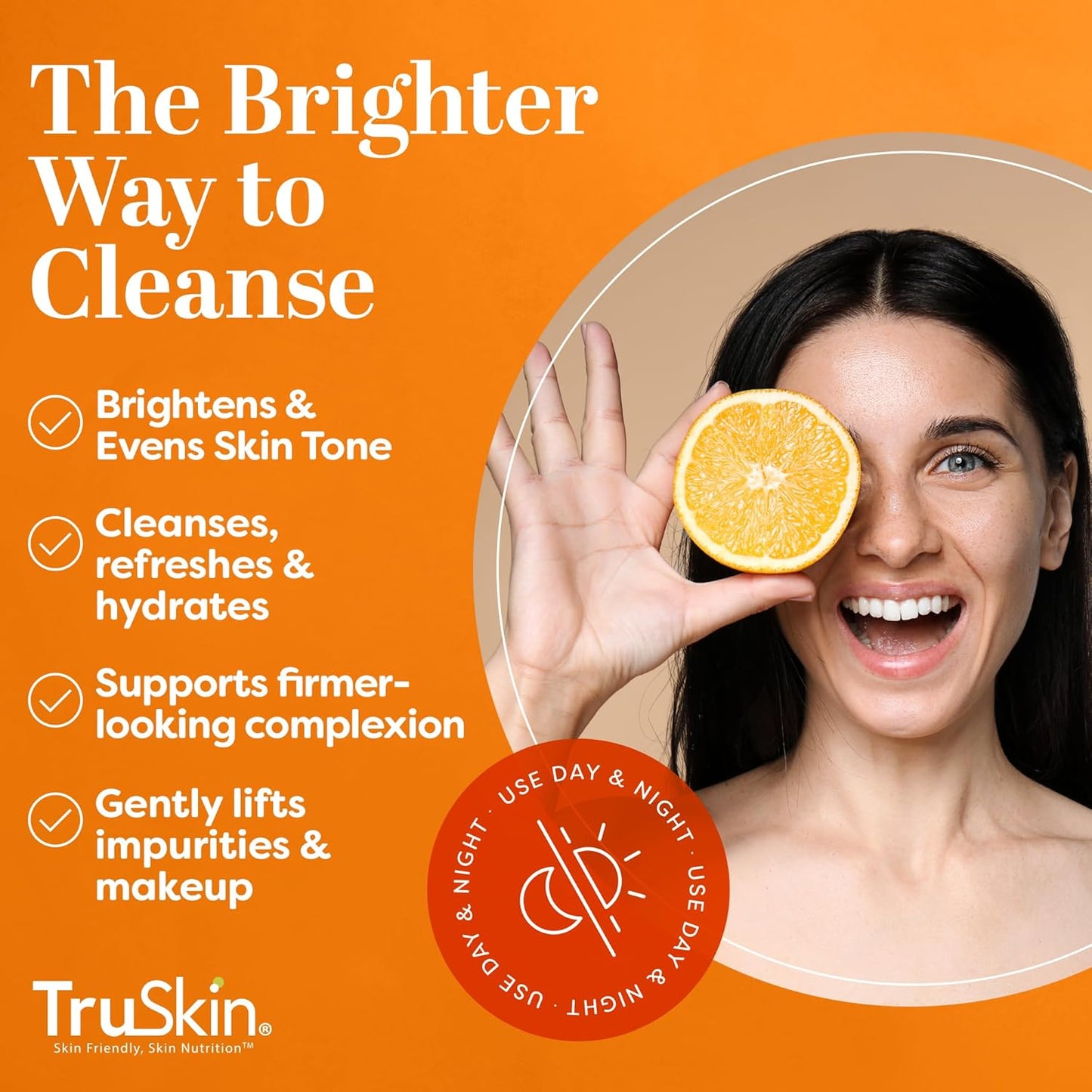 TruSkin Vitamin C Cleanser for Face - Brightening Face Wash with Vitamins C & E, Rosehip Oil, Aloe Vera and MSM - Deep Clean and Refresh for Radiant, Healthy-Looking Skin, 4 fl oz