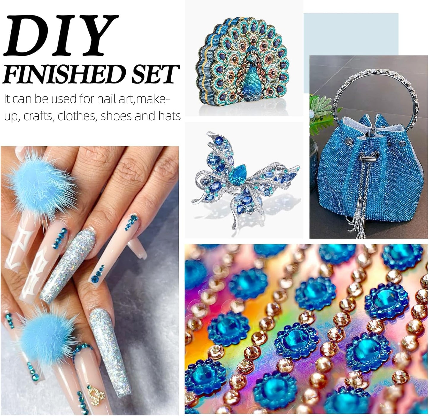 Malachite Blue Flatback Rhinestones, Glass Rhinestones for Nail Art and Craft, Glue Fix, Loose Crystal Gemstones(Malachite Blue, SS4, 1440pcs, 1.5-1.7mm)