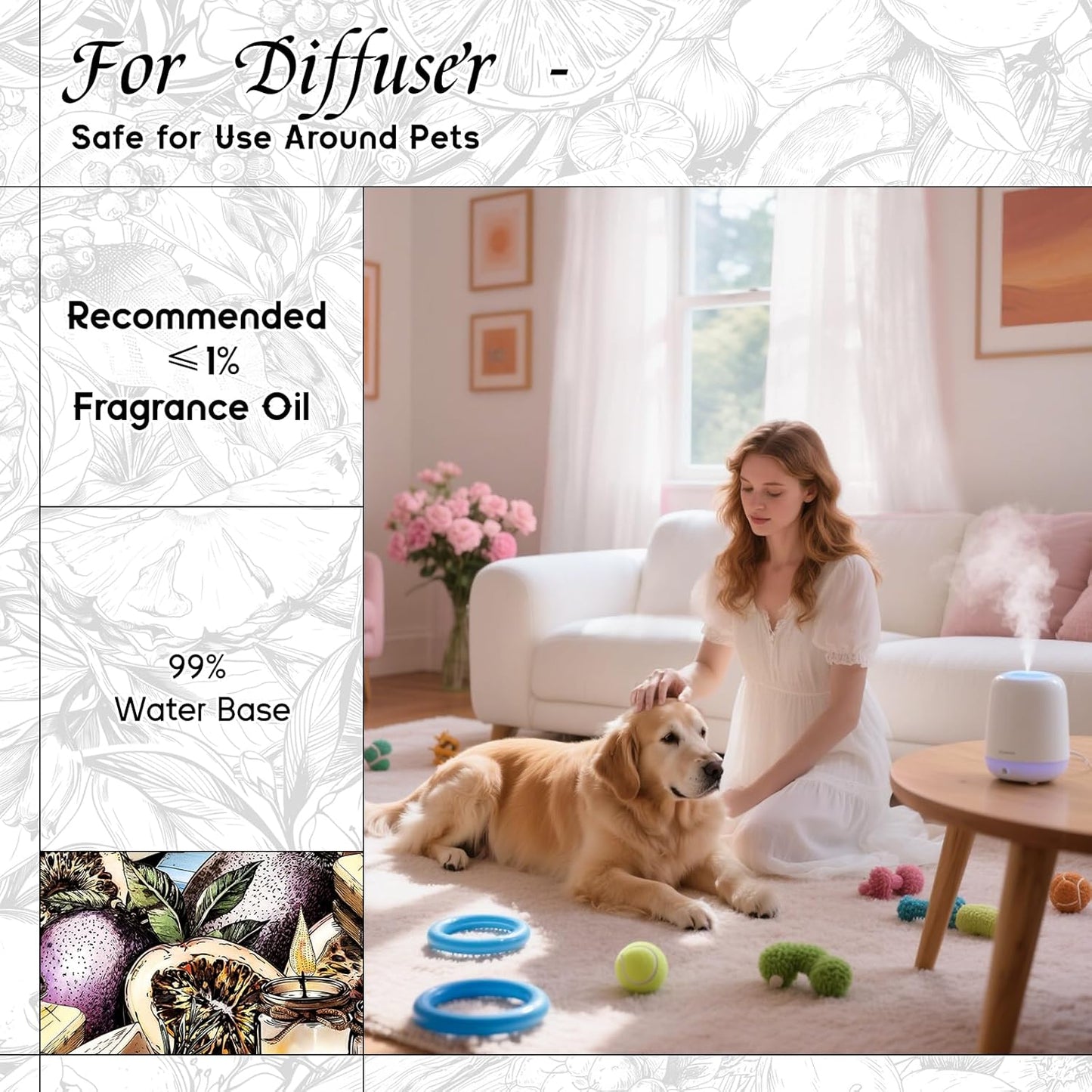 HIQILI Passion Fruit Fragrance Oil for Home Diffuser, Oil Burner, Great for Soap, Candle & Perfume Making, Add to Body Lotion - 5.07 Fl Oz