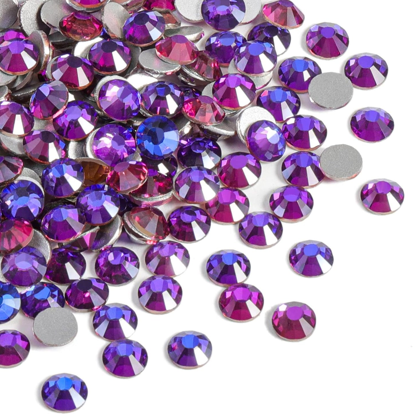 Beadsland 2880pcs Flat Back Crystal Rhinestones Round Gems for Nail Art and Craft Glue Fix, Purple Velvet,SS4,1.5-1.7mm