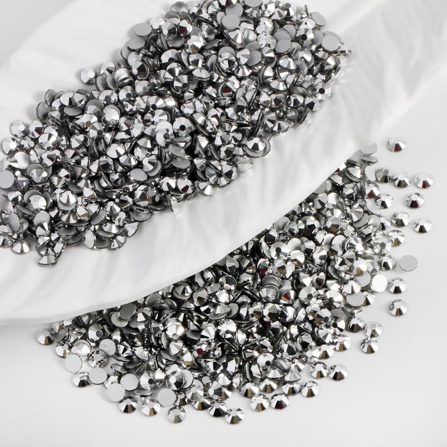 3000 PCS SS10 Flatback Rhinestones,12-Facet Diamond-Cut Glass Gems for Nail Art,Clothing,DIY Crafts,Glue-On Decoration Stones with Silver Backing,Silver Hematite