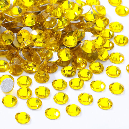Citrine Flatback Rhinestones, Glass Rhinestones for Nail Art and Craft, Glue Fix, Loose Crystal Gemstones(Yellow, SS16, 1440pcs, 3.8-4.0mm)