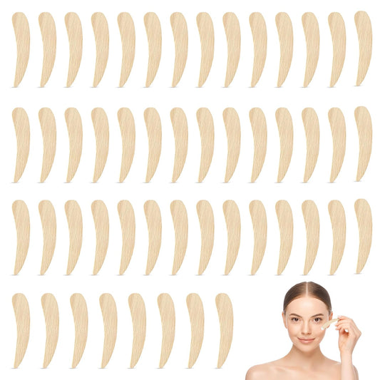 Bamboo 50-pack Cosmetic Facial Makeup Spoon Spatula Mini Makeup Spatula, Biodegradable Compostable Cosmetic Cream Spatulas Spoon, Skincare Scoop Applicator Facial Massage Beauty BPA FREE (Standard)