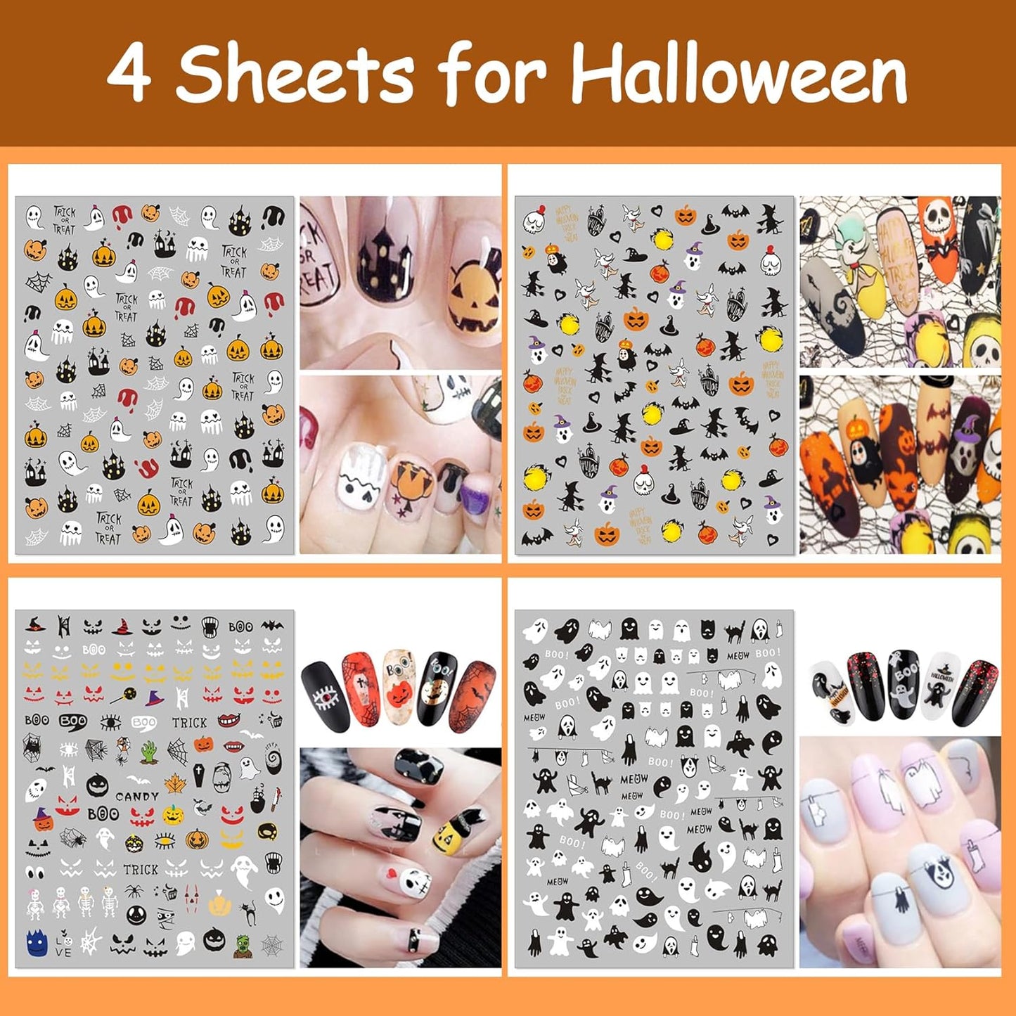 TailaiMei 20 Sheet All Holidays Nail Art Stickers, Mixed Seasons Variety Pack for Halloween Fall Christmas Valentine's Day Nail Decals, Self-Adhesive Design Year Round Assorted Nail Decorations