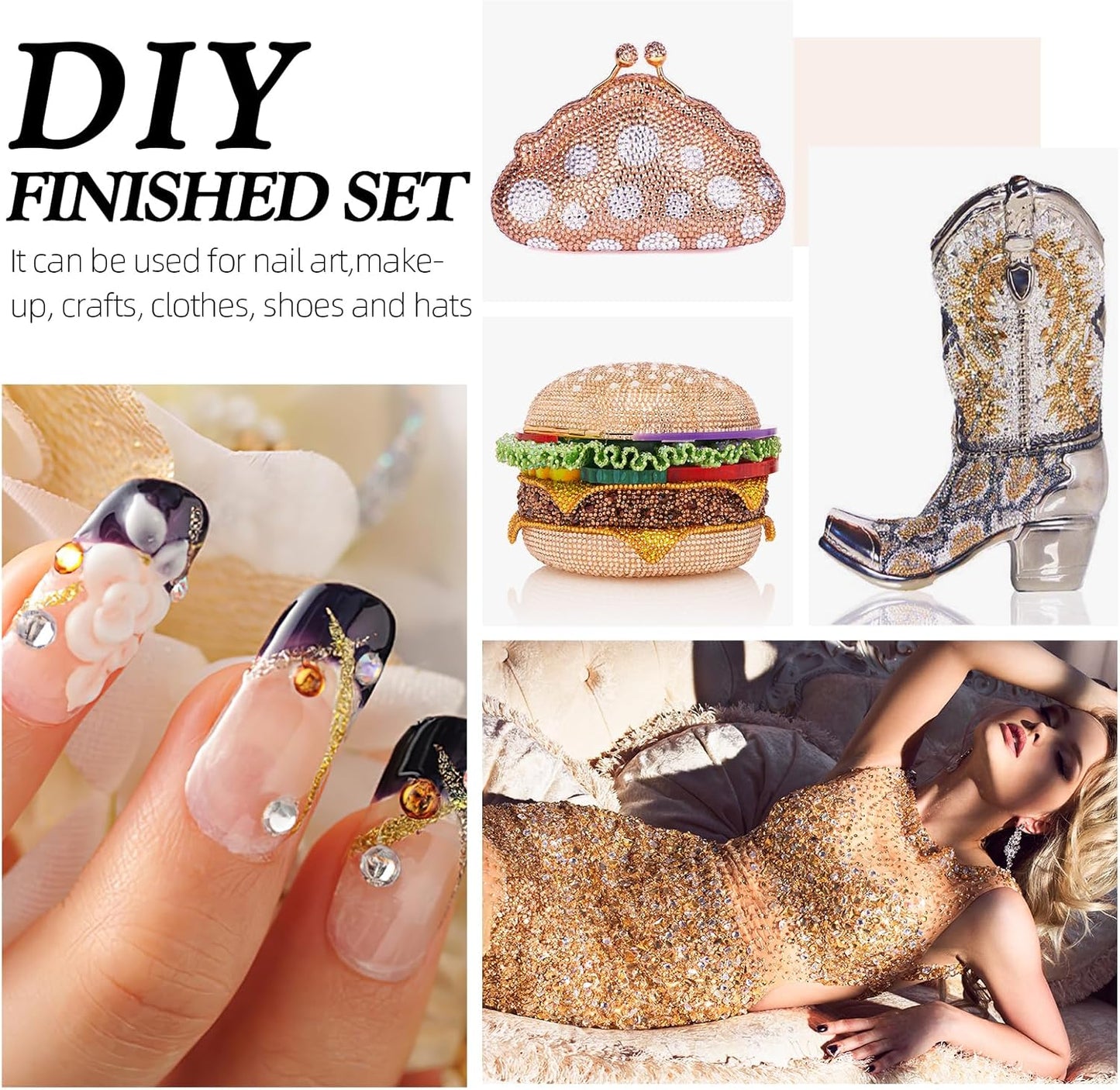 Champagne Flatback Rhinestones, Glass Rhinestones for Nail Art and Craft, Glue Fix, Loose Crystal Gemstones(Champagne, SS16, 1440pcs, 3.8-4.0mm)