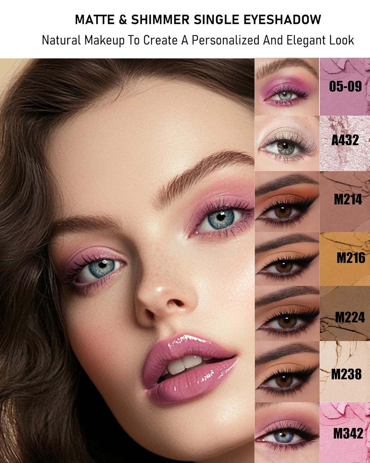 Single Matte Eyeshadow, Light Nude Brown Eye Shadow Palette Makeup for Older Women, High Pigment Waterproof Pressed Eye Shadows Powder with Smooth Lightweight,Blendable for Daily Eye Look-216