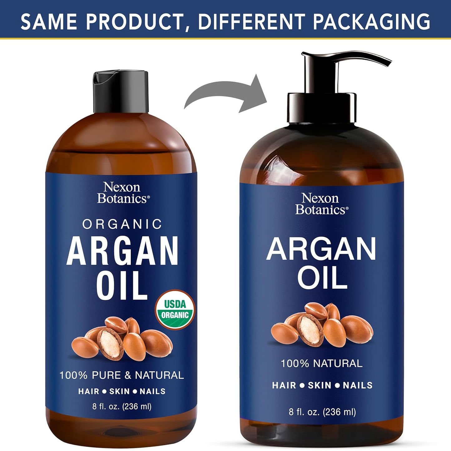 Argan Oil for Hair Growth 8 fl oz - 100% Natural Moroccan Argan oil for Face, Body, Skin and Nails - Aceite de Argan