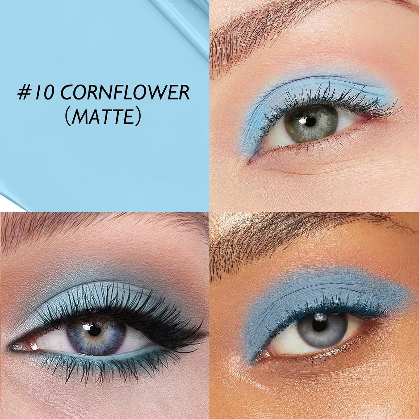 Eyeshadow Stick Matte Eye Shadow Pencil Cream to Powder Eye Brightener Crayon Long-Lasting Single Eyeshadow Buildable & Blendable High Pigmented Eye Liner Makeup for Women, 10 CORNFLOWER