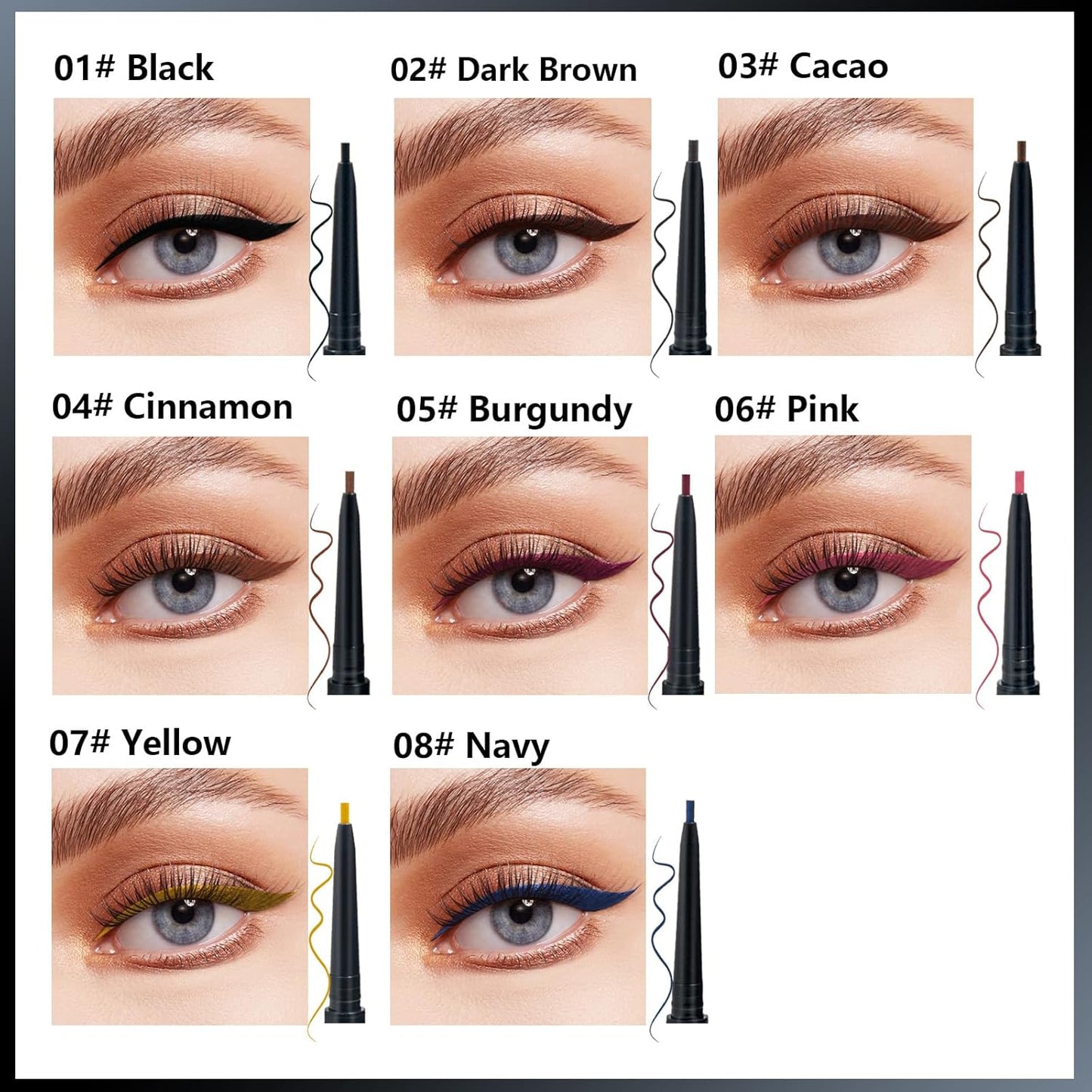 Witch's Pouch Gel Eyeliner Pencil Waterproof Smudge Proof, Long-Lasting Eye Liner, High-Intensity Colored Waterproof Eyeliner, Ultra-Smooth Korean Eye Pencil Eye Makeup (03 Cacao)