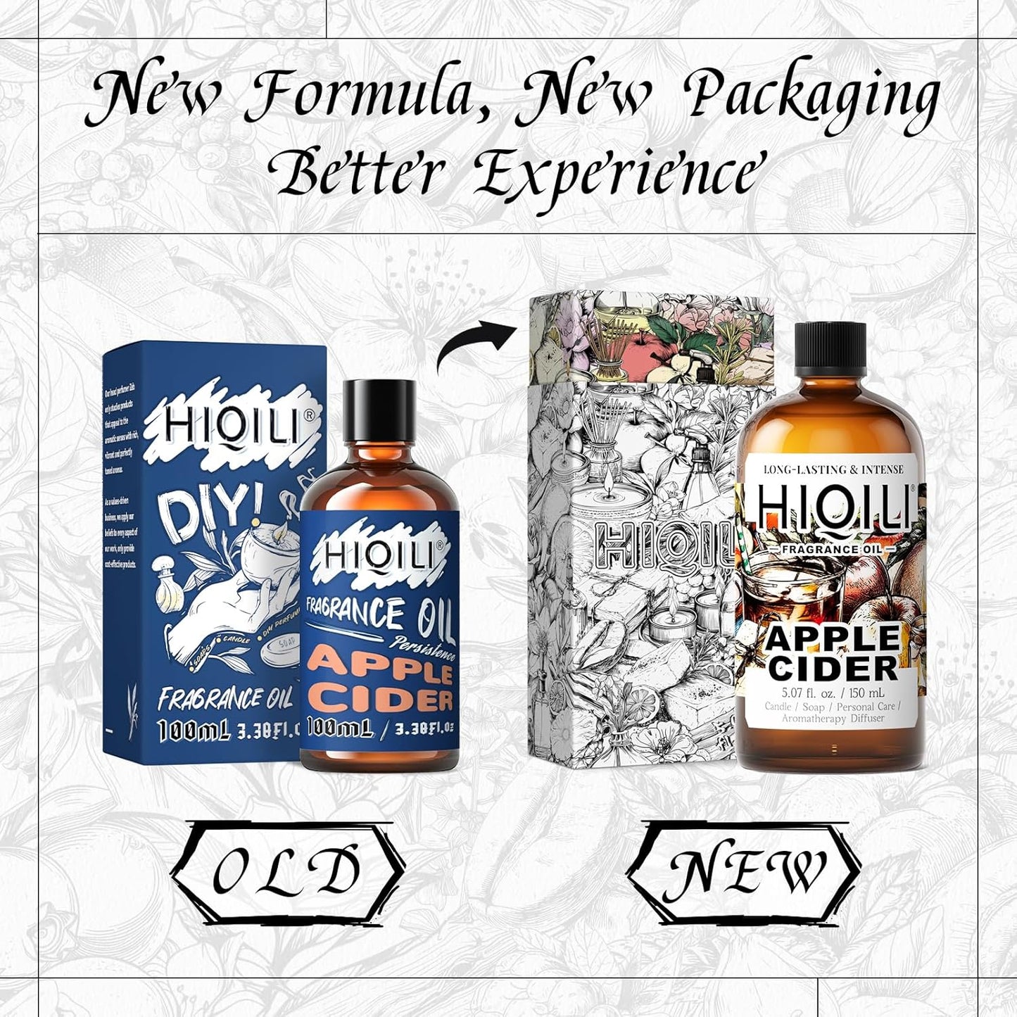 HIQILI Apple Cider Fragrance Oil - Making DIY Candle & Soap, Luxury Wine Scented, for Home & Office Essential Oil Diffuser Use - 5.07 Fl Oz