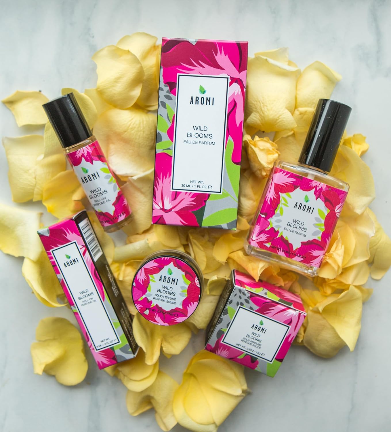 Aromi Solid Perfume | Floral Fragrance, Vegan, Cruelty-free, Travel, Women’s Gift, Peony, Orange, and Lily Scent, Concentrated, Alcohol-Free Scent, Handmade (Wild Blooms)