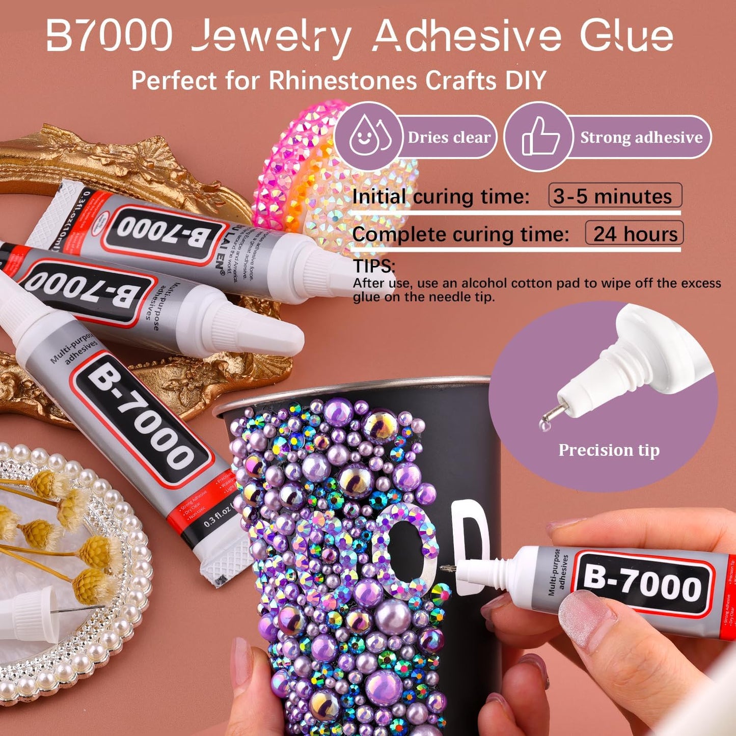 80g Flatback Pearls and Rhinestones for Crafting, Golden Black 3-10mm Resin Rhinestones and Half Pearls for Bedazzling, Nail Art and Dec with 3pcs 10ml B7000 Jewelry Glue, Tweezer and Pickup Pencil