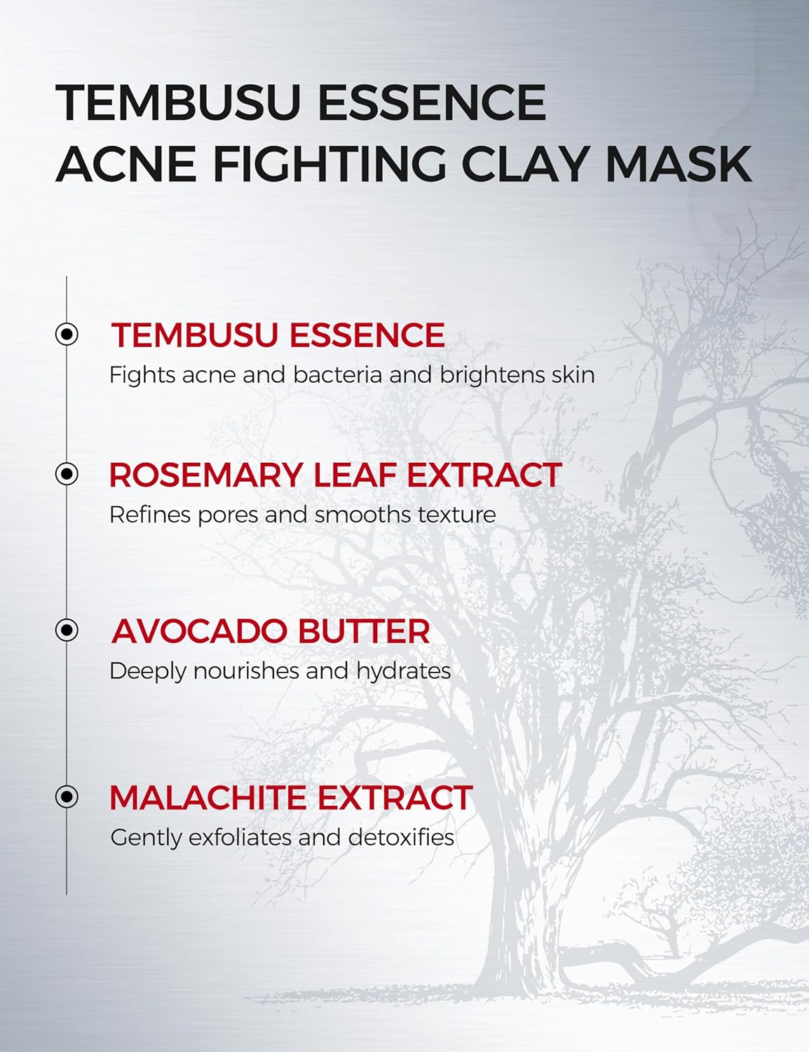 Tembusu Essence Clay Mask for Sensitive Skin: Triple Mud Formula with Tembusu Extract, Deep Pore Cleanser, Hydrating, Oil Control, Texture Refining, Blackhead Removal – 3.88 Oz