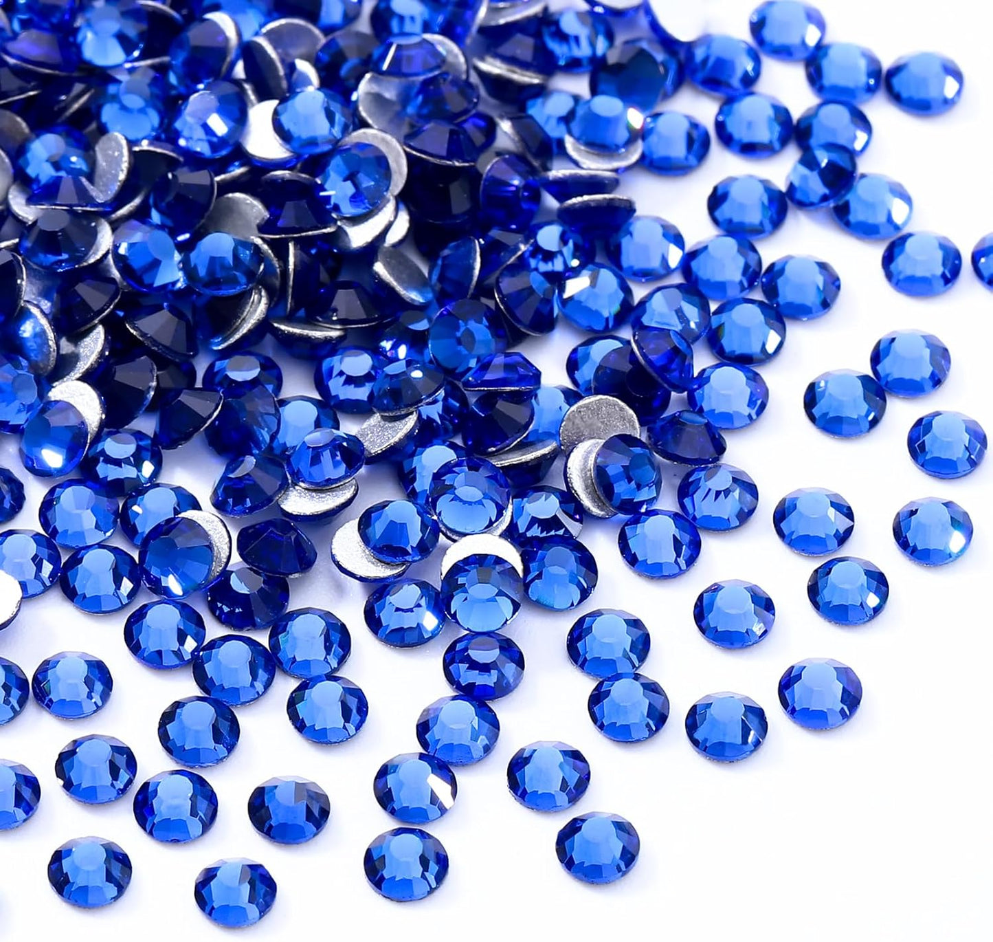 Sapphire Flatback Rhinestones, Glass Rhinestones for Nail Art and Craft, Glue Fix, Loose Crystal Gemstones(Blue, SS4, 1440pcs, 1.5-1.7mm)