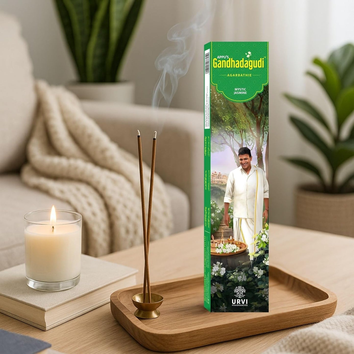 APPU'S Gandhadagudi Mystic Jasmine Incense Sticks – 100g | Handmade, Toxin-Free, Long-Lasting Fragrance | Natural Resin Aroma for Meditation, Yoga & Home Use