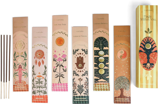 Carnatia Magic Within You Incense Sticks – Set of 6 Spiritual Scents for Manifestation, Inner Motivation & Calm | Natural, Slow-Burning Aromas for Meditation & Rituals!