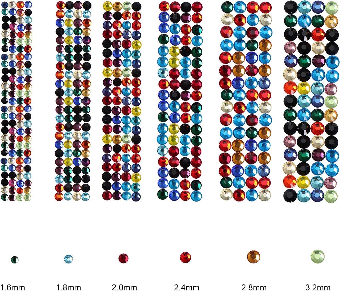 3456pcs Flatback Rhinestones Glass Charms Diamantes Gems Stones for Nail Art 6 Size ss4~ss12 Color Mixed