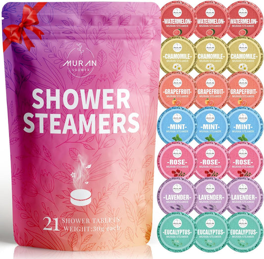 Shower Steamers Aromatherapy 21-Pack Shower Bombs Birthday Day Gifts for Her Him Mom Wife, Eucalyptus Rose Lavender Mint Essential Oil, Bath Bombs Girlfriend Birthday Self Care Gifts for Women,Men