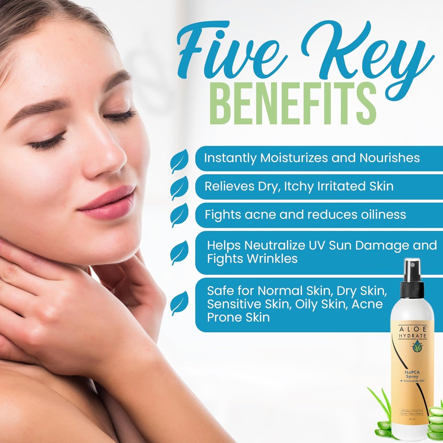 NaPCA Moisturizer Face Mist & Body Spray; Organic Aloe vera moisturizer with NaPCA. Refresh & Soothe Your Skin with Natural & Bioidentical Actives. All Skin types, Dry, Acne, Oily, & Tattoo Care.