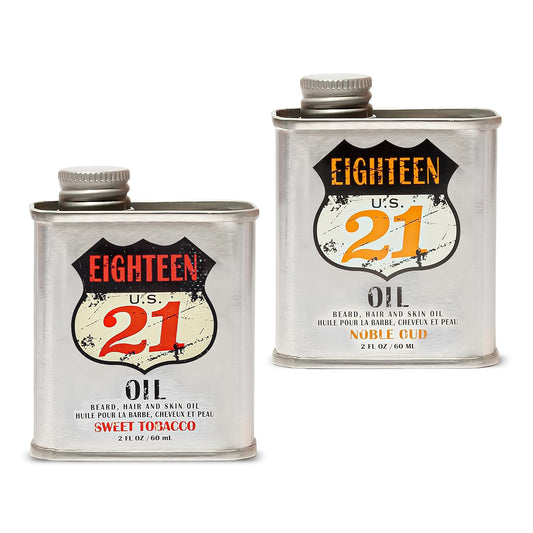 18.21 Man Made Man Sweet Tobacco & Noble Oud Beard, Hair & Skin Oil 2-Set Bundle, All Hair & Skin Types for Men, Strengthens and Moisturizes in a Manly Aroma