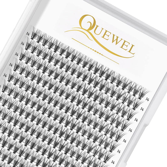 QUEWEL Cluster Lashes 240Pcs Individual Lashes 20D 0.07D Curl 14mm Knot-Free Lash Extensions Clusters Lashes Soft&Natural False Eyelashes Individual DIY Eyelash Extension at Home(20D 0.07D 14)