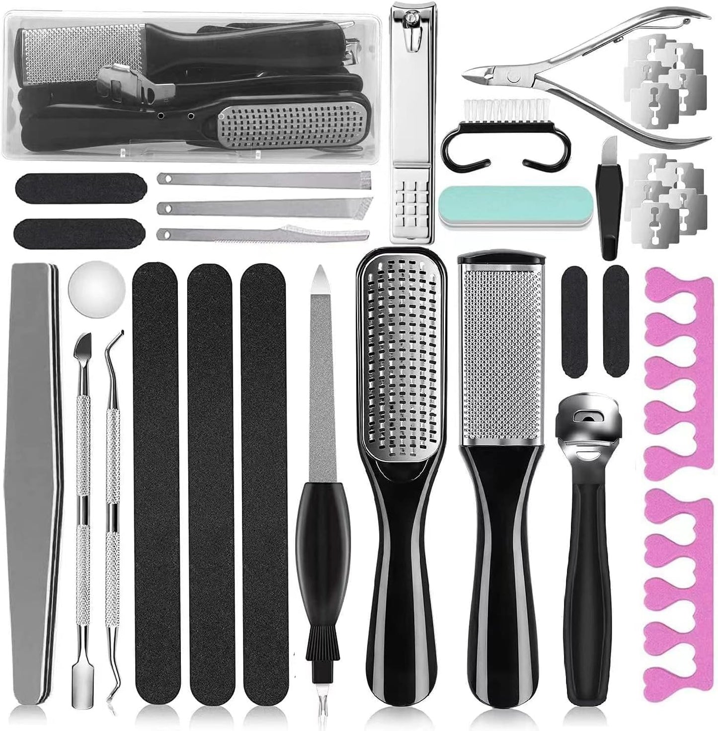 Pedicure Kit, 36 in 1 Foot Care Tools Stainless Steel Foot Rasp Dead Skin Remover for Home & Travel…